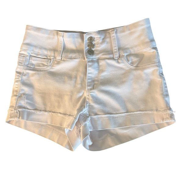 Blue Savvy White High Waist Shorts Crisp Cotton Spandex Blend SZ 5/27 - Picture 1 of 6